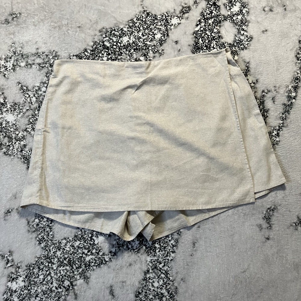 Old Navy Wrap Mini Womens Size XL Beige Neutral Linen Blend Pull On‎